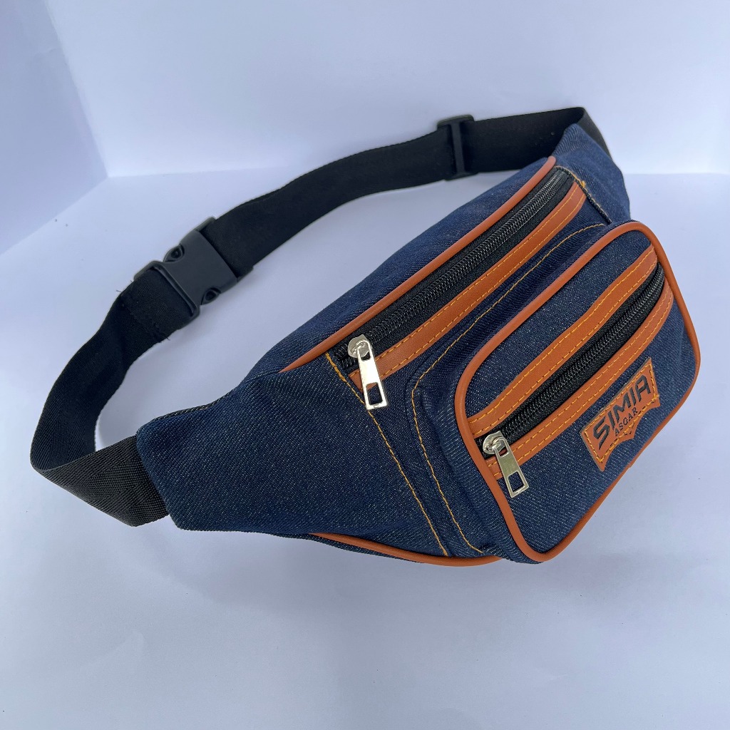 waiatbag tas pinggang fungsional bahan levis denim tebal tas slempang pria sling bag modis