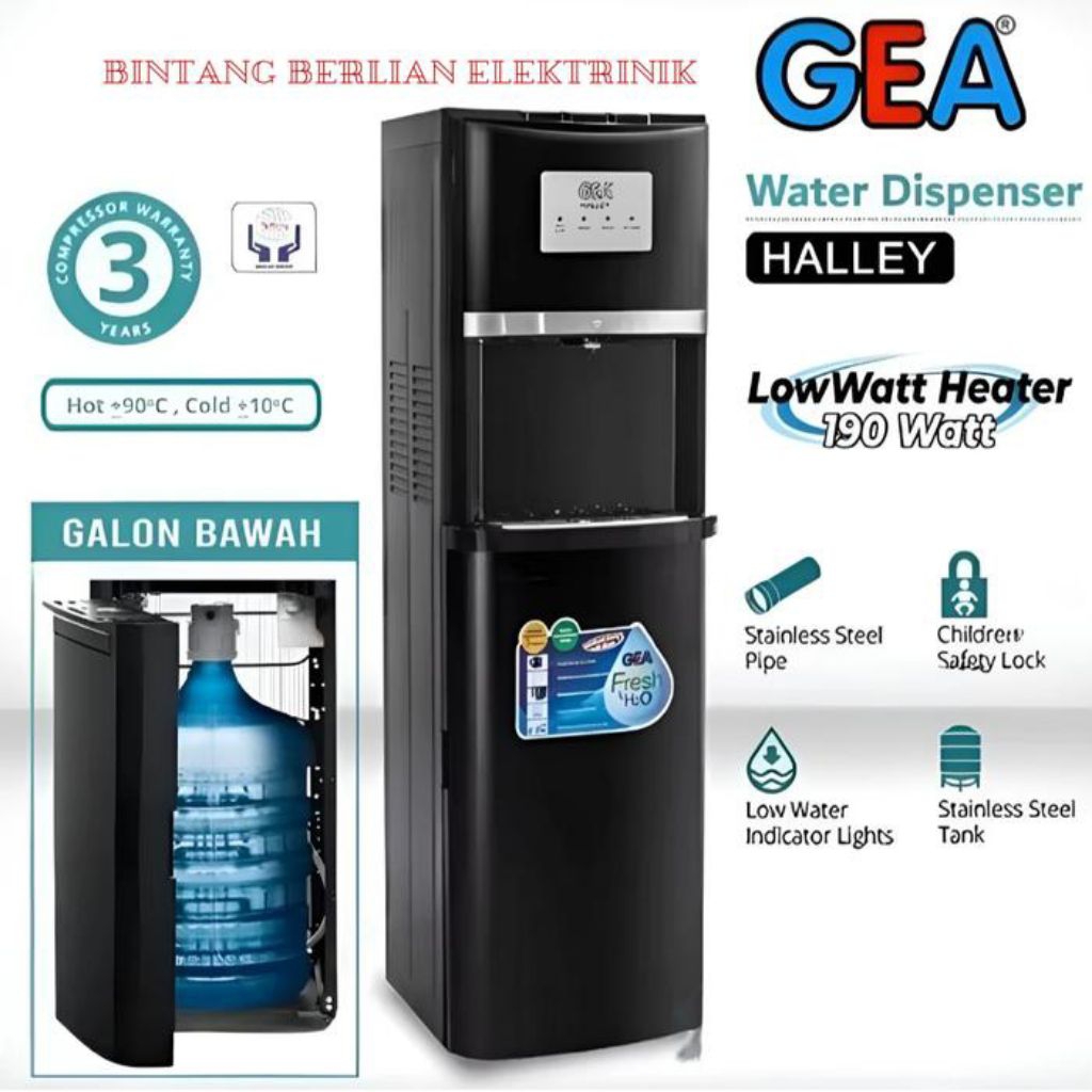 Dispenser galon bawah Gea Halley (kompresor)