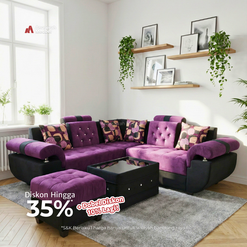 Anugerah Meubel Sofa Minimalis Sudut Sofa Ruang Tamu Sudut EQUUS AMETHYST
