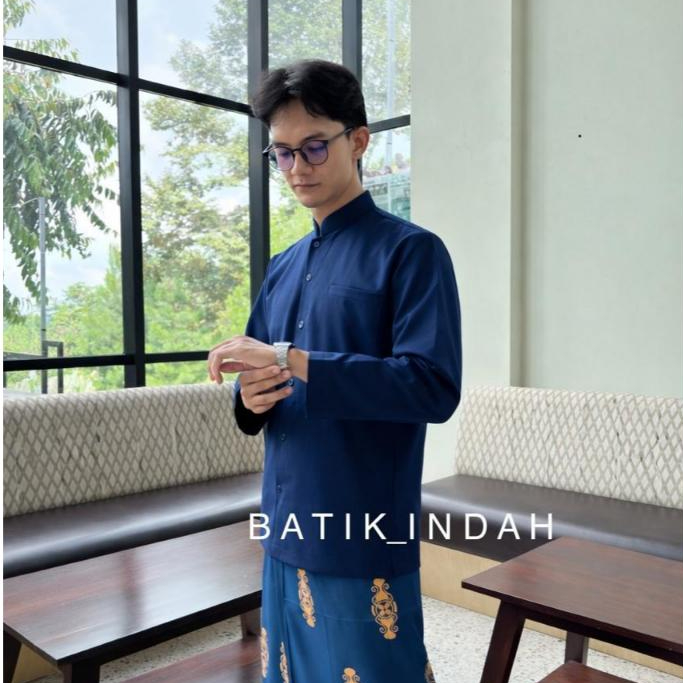 Baju Koko Pria Dewasa Lengan Panjang Koko Habaib Koko Haibah Model Ammu Hitam Putih Navy Bahan Katun