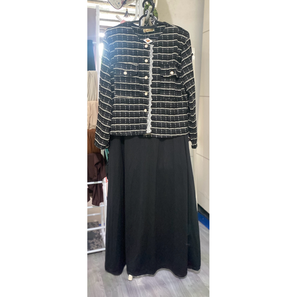 set gamis hitam+outer New