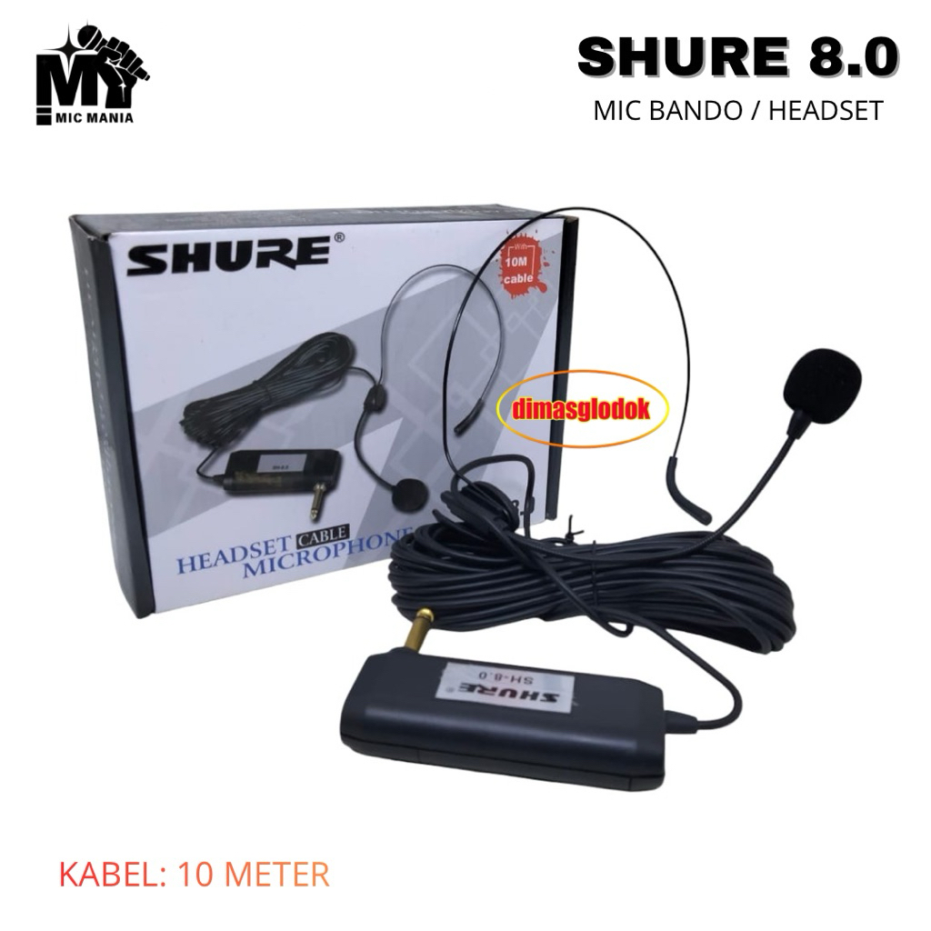 Microphone Bando Headset Mik Imam Bando SHURE Terbaru Mic Untuk Imam Dan Acara Kabel Panjang Mic Cab