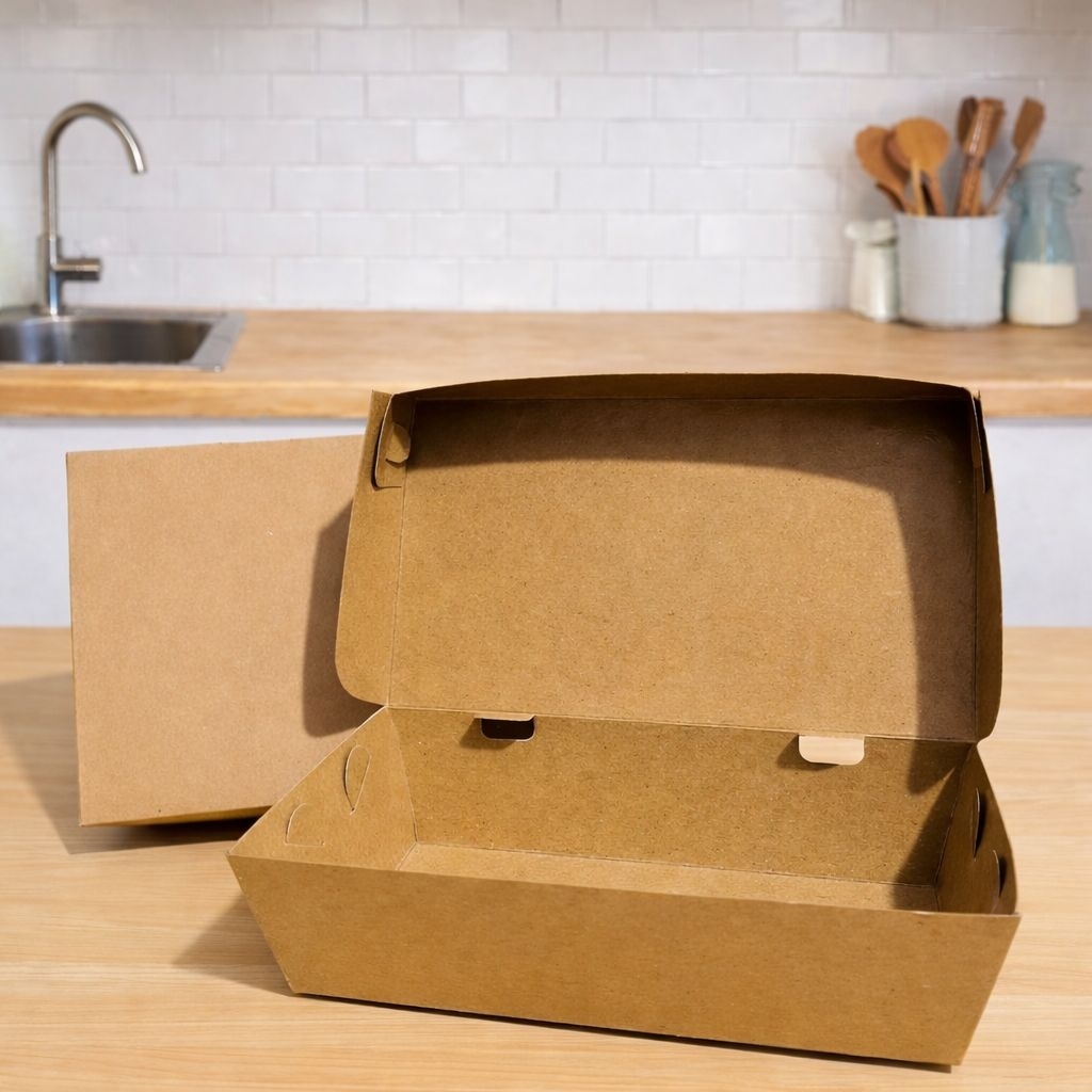 Paper Lunch Box Size M Laminasi tebal 290gr ( 100pcs) Dus Kemasan Kraft Laminasi  Murah Dus Ayam Gep