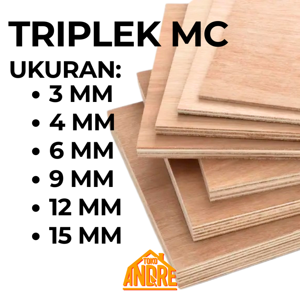 Triplek / Multiplek / Plywood Cor MC Meranti Campur Tebal 3 mm 4 mm 6 mm 9 mm 12 mm 15 mm
