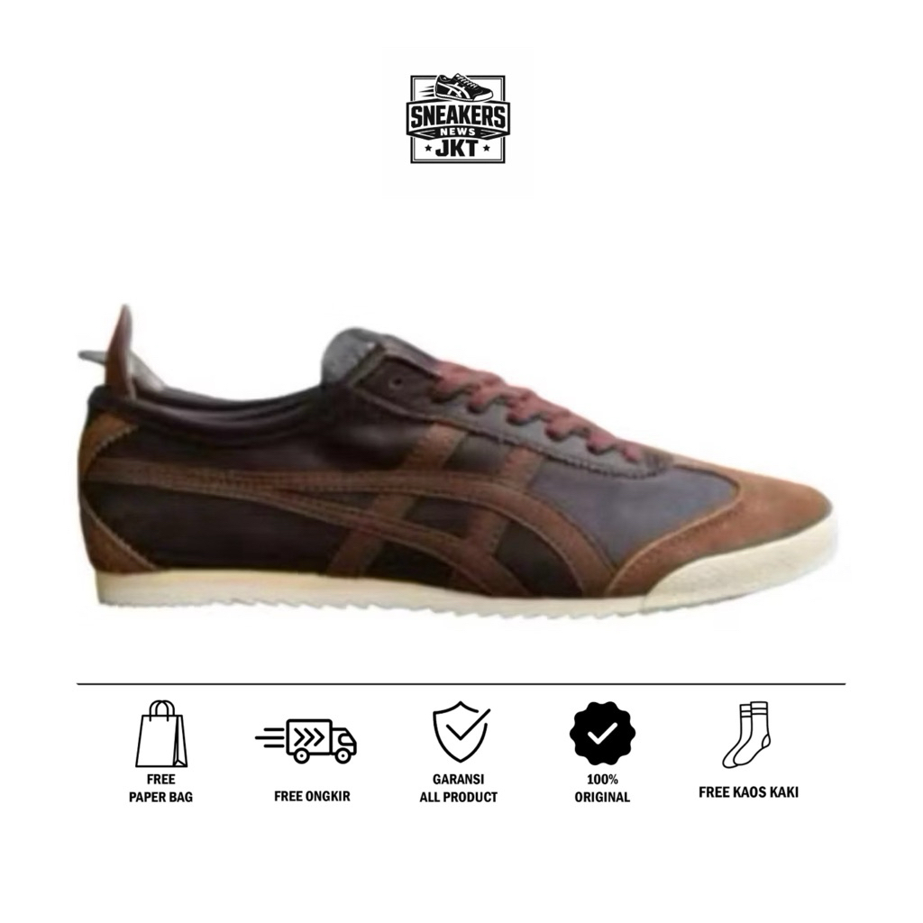 Sepatu Onitsuka Tiger Mexico66 Japan Full Brown Sepatu Pria/ Sepatu Wanita/ Sepatu Sneakers