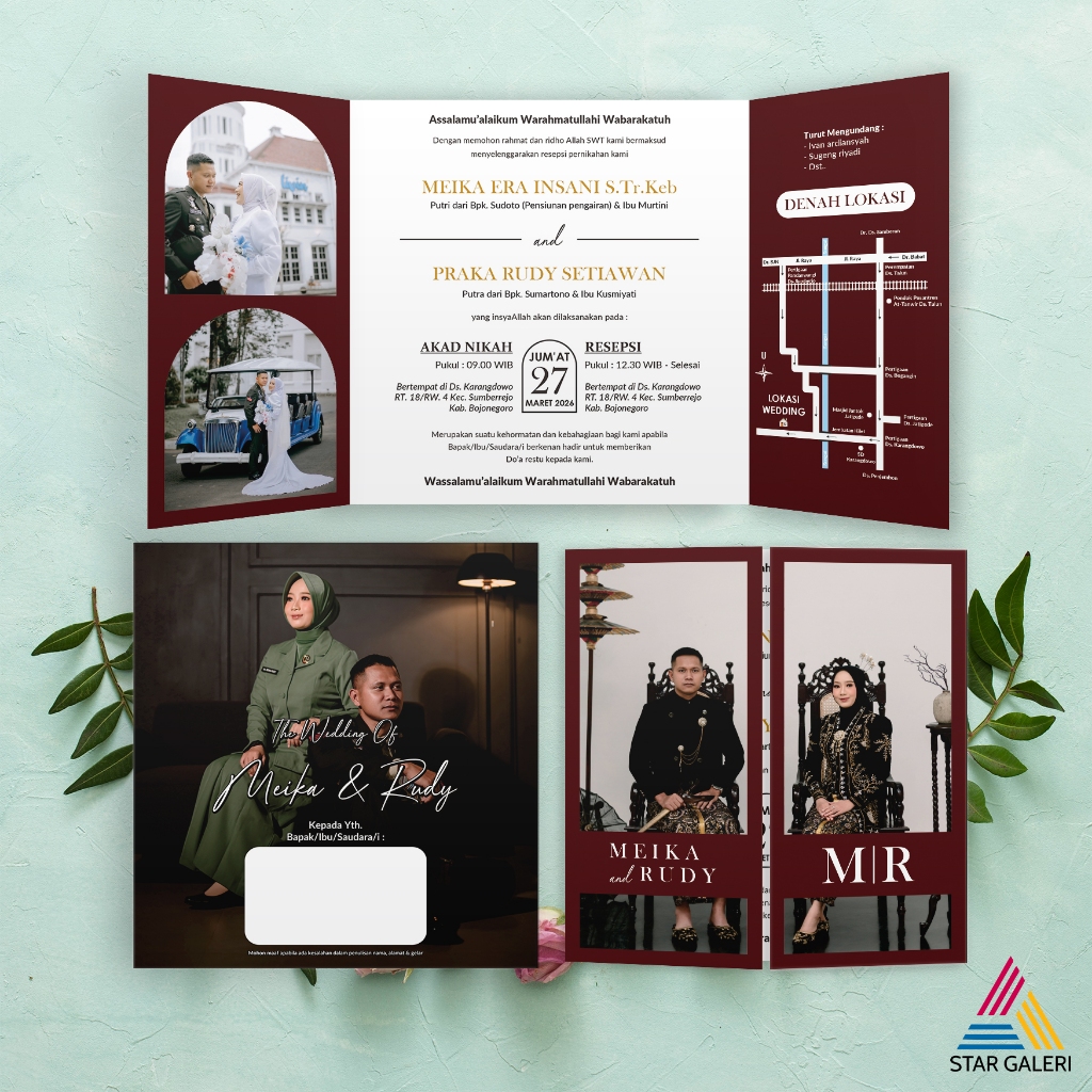 Undangan Pernikahan Aesthethic - Undangan Pernikahan Glossy Mewah Bahan Tebal & Custom Warna