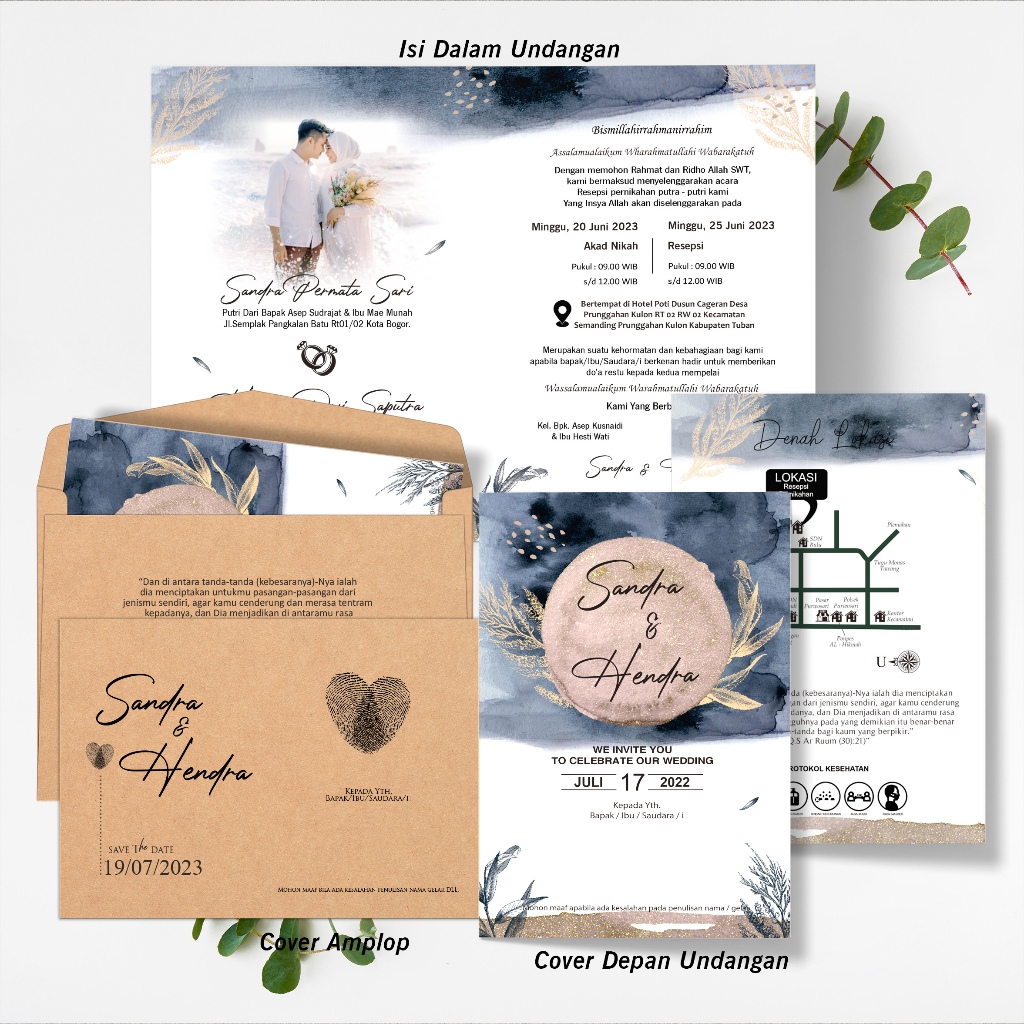 Undangan Pernikahan Amplop Aesthethic Mewah Elegan - Undangan Nikah Mewah - Undangan Model Amplop