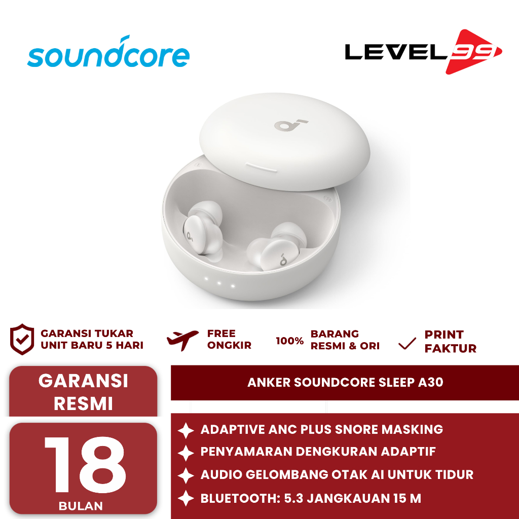 Anker Soundcore Sleep A30 Sleep Earbuds Smart Active Noise Cancelling Sleep Headphones - Tws ANKER S