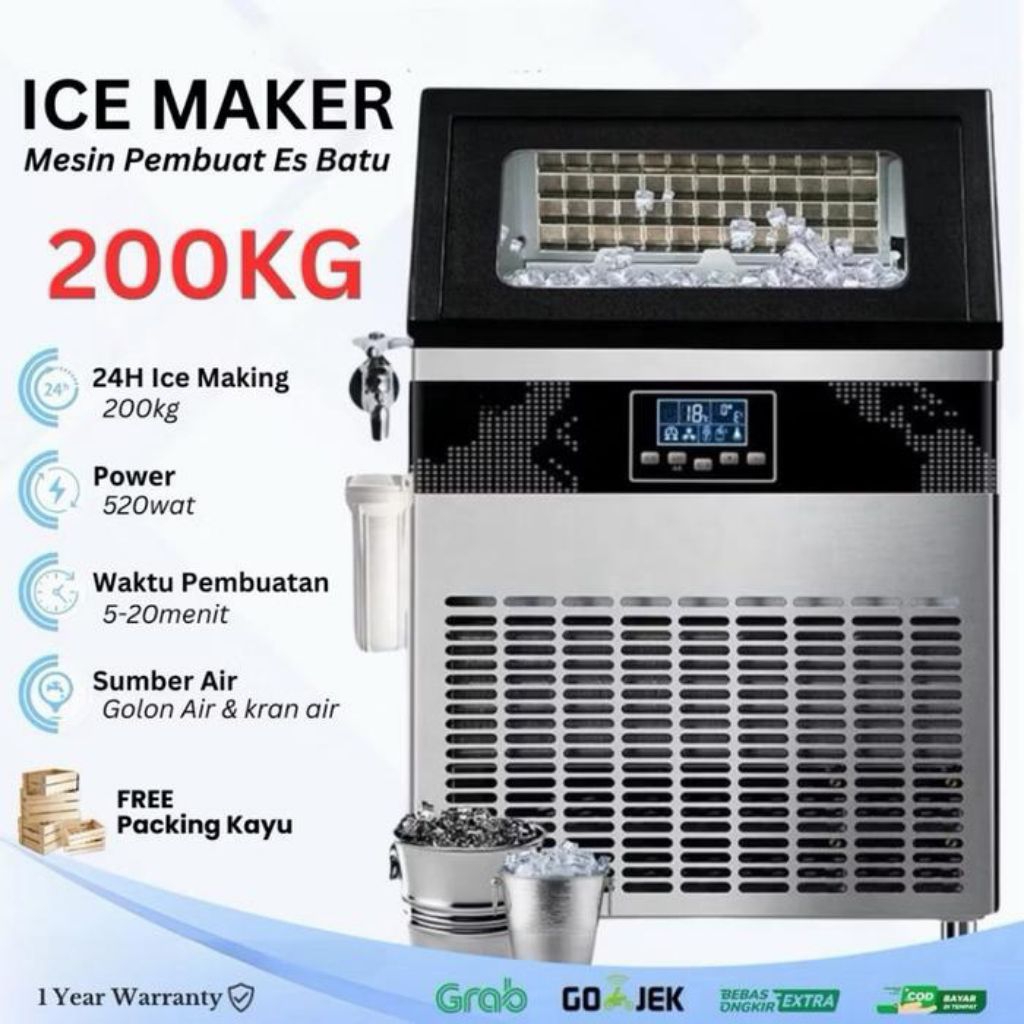 HICON ICE MAKER 200KG/DAY MESIN PEMBUAT ES BATU COMMERCIAL