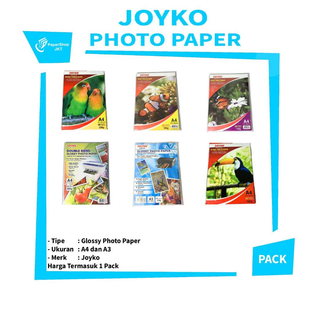 Joyko - Glossy Photo Paper Halus Kertas Foto Mengkilap - Pack