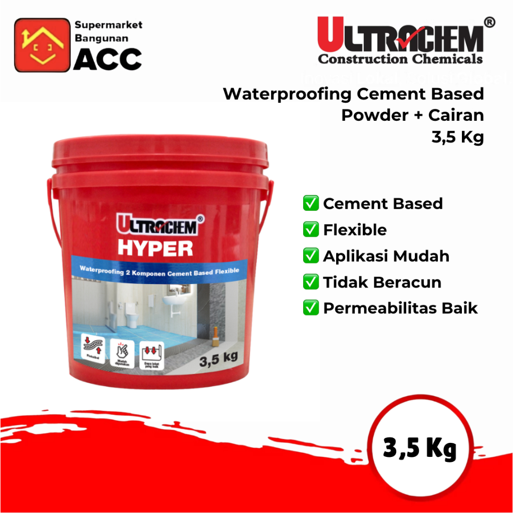ULTRACHEM HYPER Set A+B Cat Waterproofing 2 Komponen Cement Based Flexible 3,5 kg