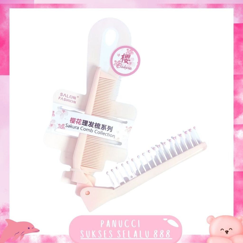 Sisir Lipat Pink Sakura / Sisir Lipat Import PREMIUM / Sisir Korea PANUCCI PNI