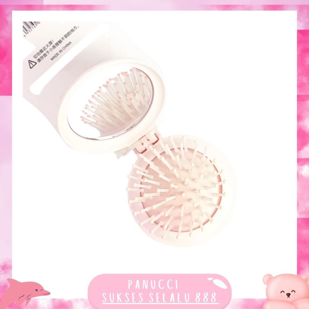 Sisir Kaca Ala Korea / Sisir Dengan Kaca / Sisir Lipat / Kaca Lipat PREMIUM / Cermin Lipat Pink PANU