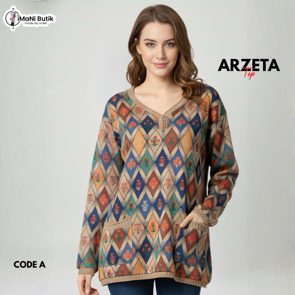 Imani Butik - Fashion Wanita Muslim Kekinian Top Arzeta Bahan Kaos Katun Adem Lembut Premium