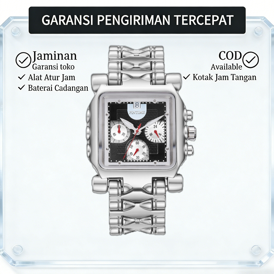Jam Tangan Pria Seperti Oakley Kotak Multi Fungsi Stainless Steel Anti Air Anti Karat