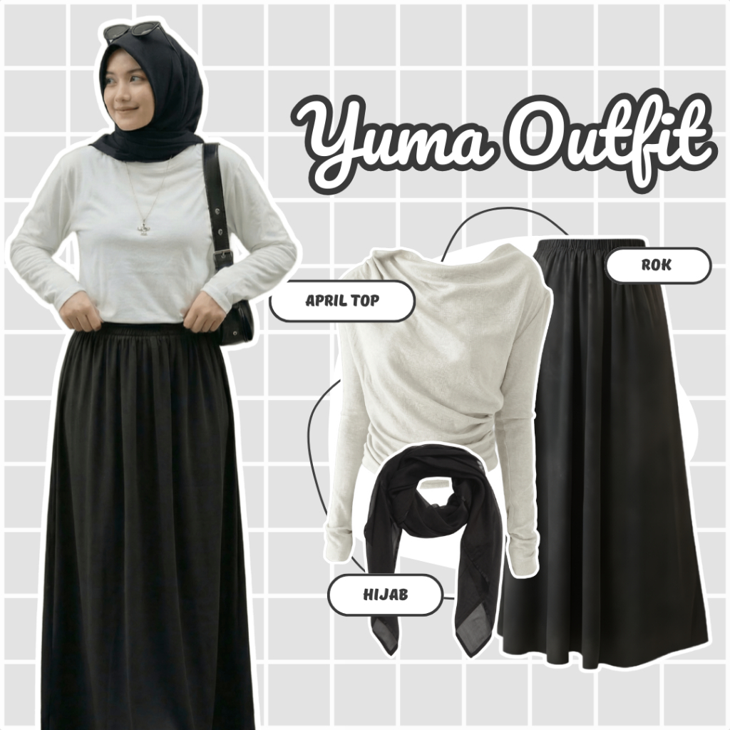 Setelan Baju Wanita Kekinian | Blouse April Top, Rok, Hijab Square | One Set Remaja, Outfit Hijab