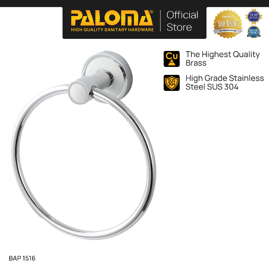 PALOMA BAP 1516 Gantungan Handuk Kain Lap Tangan Hand Towel Ring Kamar Mandi Wall Dinding Brass Kuni