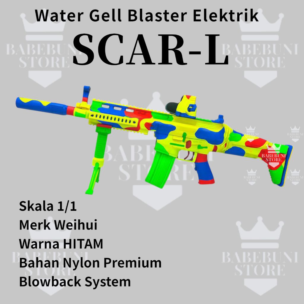 Mainan Anak Cowok Tembak Water Gell Blaster WGB SCAR Weihui Elektrik Dual Mode Full Auto Baterai Cas