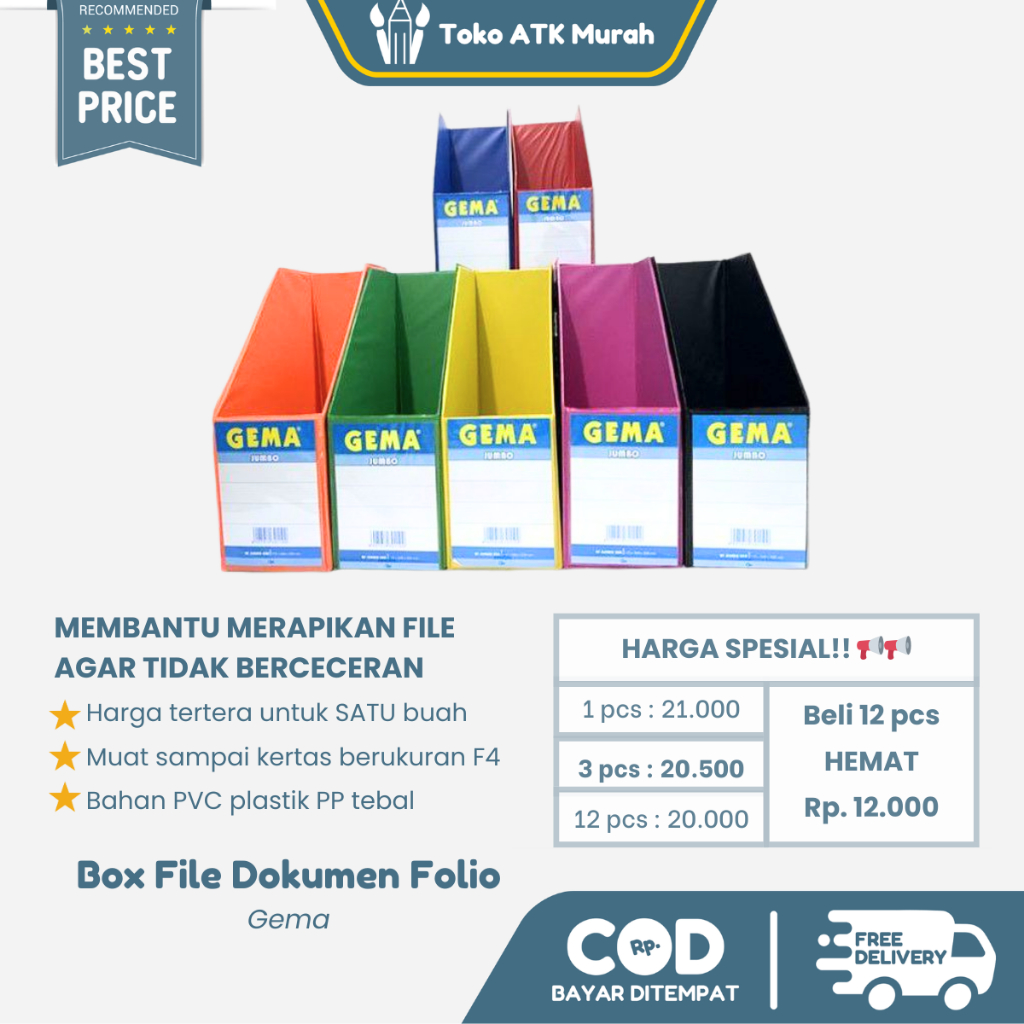 Box File GEMA – Tempat Penyimpanan Dokumen & Arsip Kantor / Sekolah