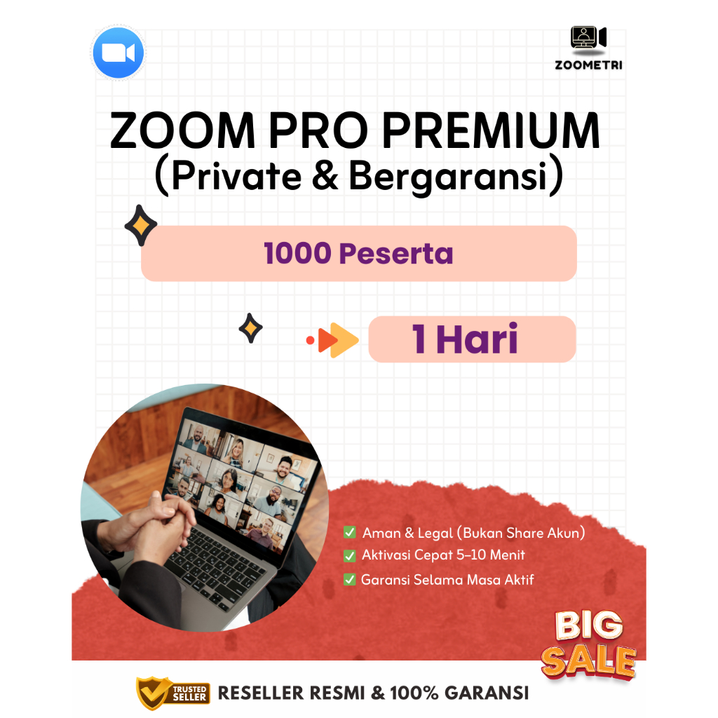 Akses Fitur Zoom Pro 1000 Peserta – 1 Hari