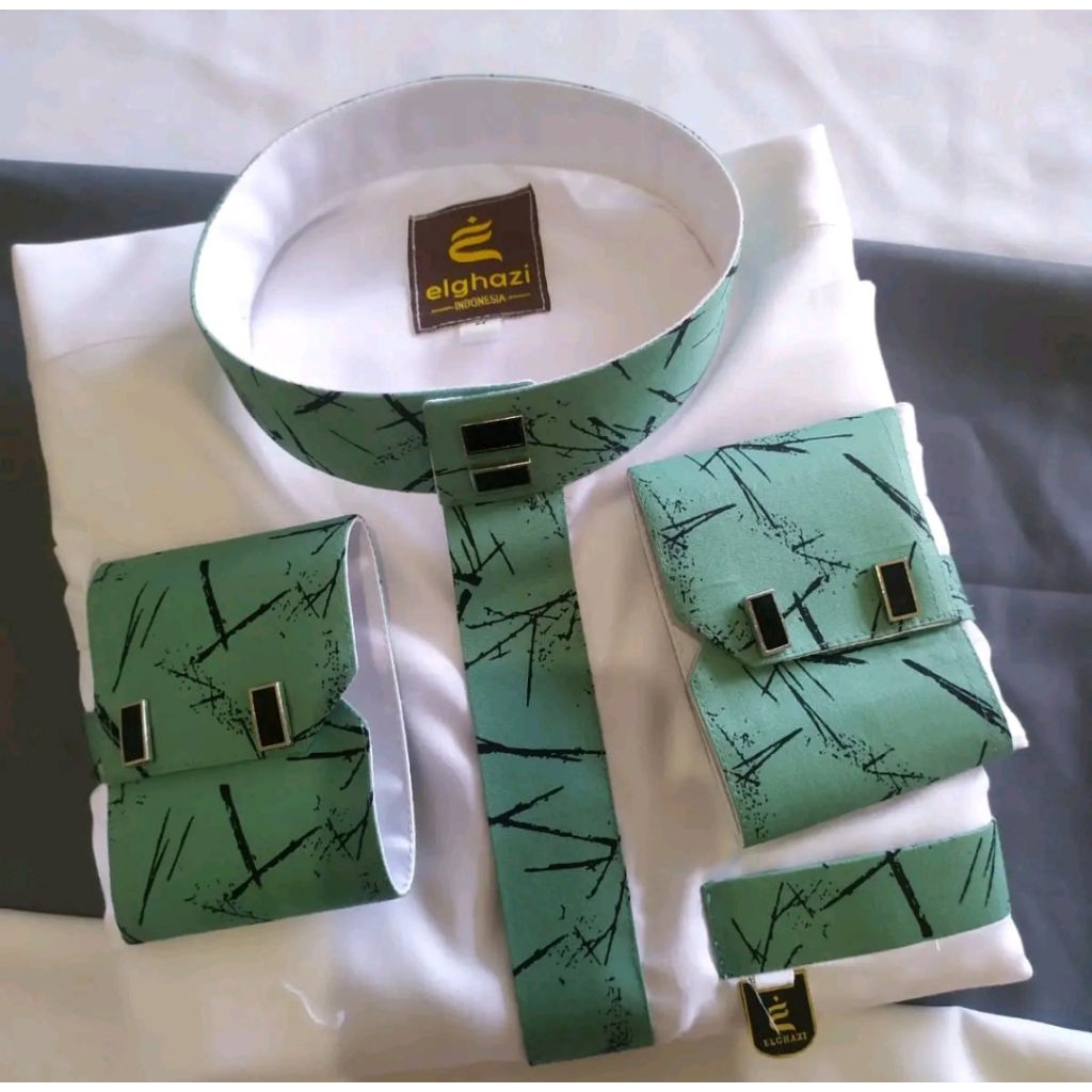 Elghazi [Thobe Reyn Jubah 014] Gamis Kasual Mewah Motif Abstrak Terkini Manly Berkualitas Branded