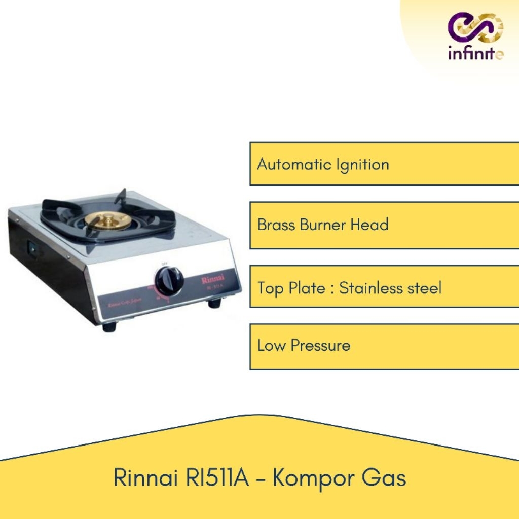 Kompor Gas Rinnai RI511A 1 Tungku – Kompor Meja Api Biru Original