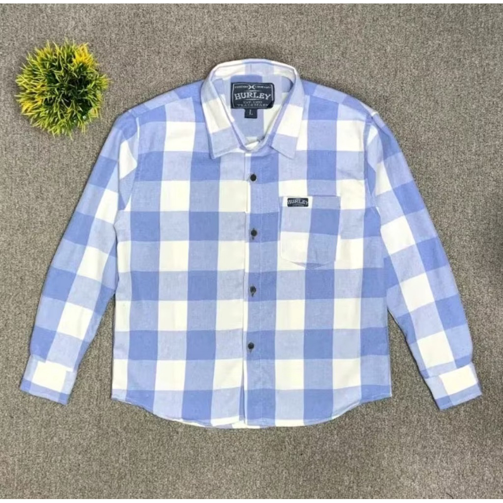 Kemeja Flanel Anak Kotak Kotak Biru Muda Usia 3-13 Tahun Hem Anak Biru Muda Kemeja Anak Laki Laki Wa