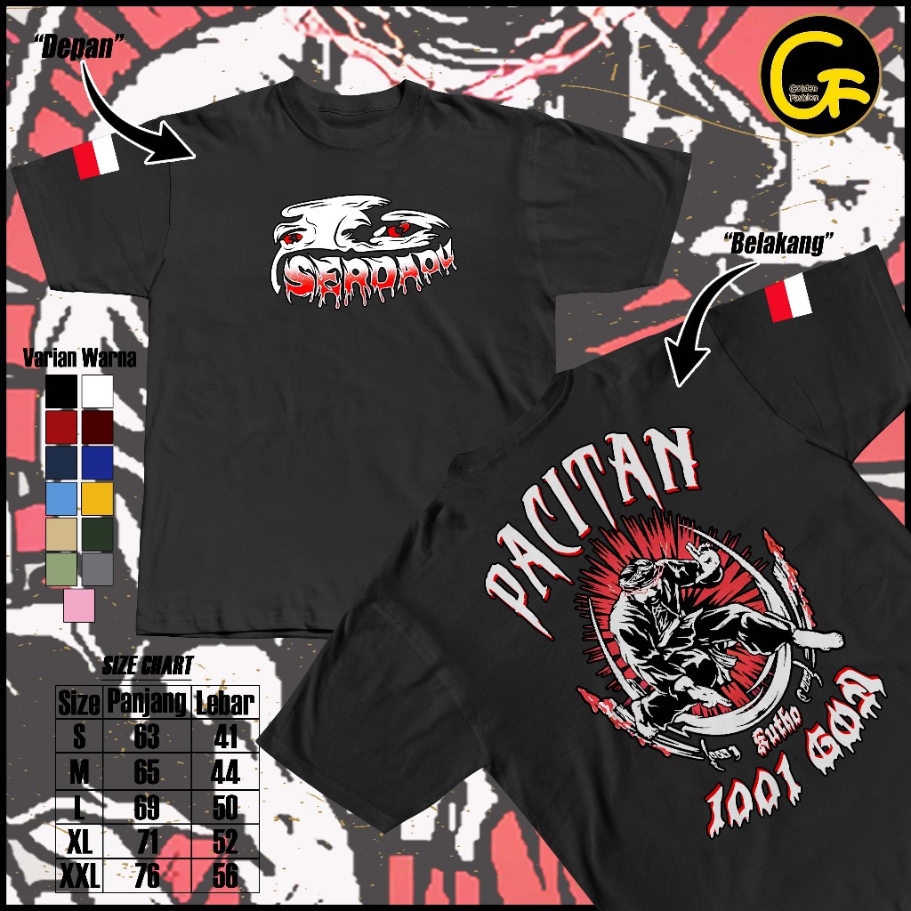 Kaos Serdadu Pacitan Kutho 1001 Goa Tshirt PSHT Silat Kata kata Cotton Combed 30s DTF Dewasa Pria Wa