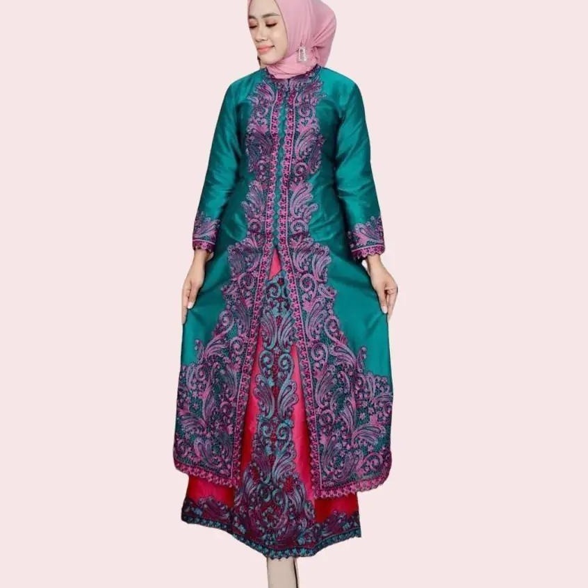 Gamis Wanita Pelangi Jaya Bahan Taveta Dove Warna Hijau