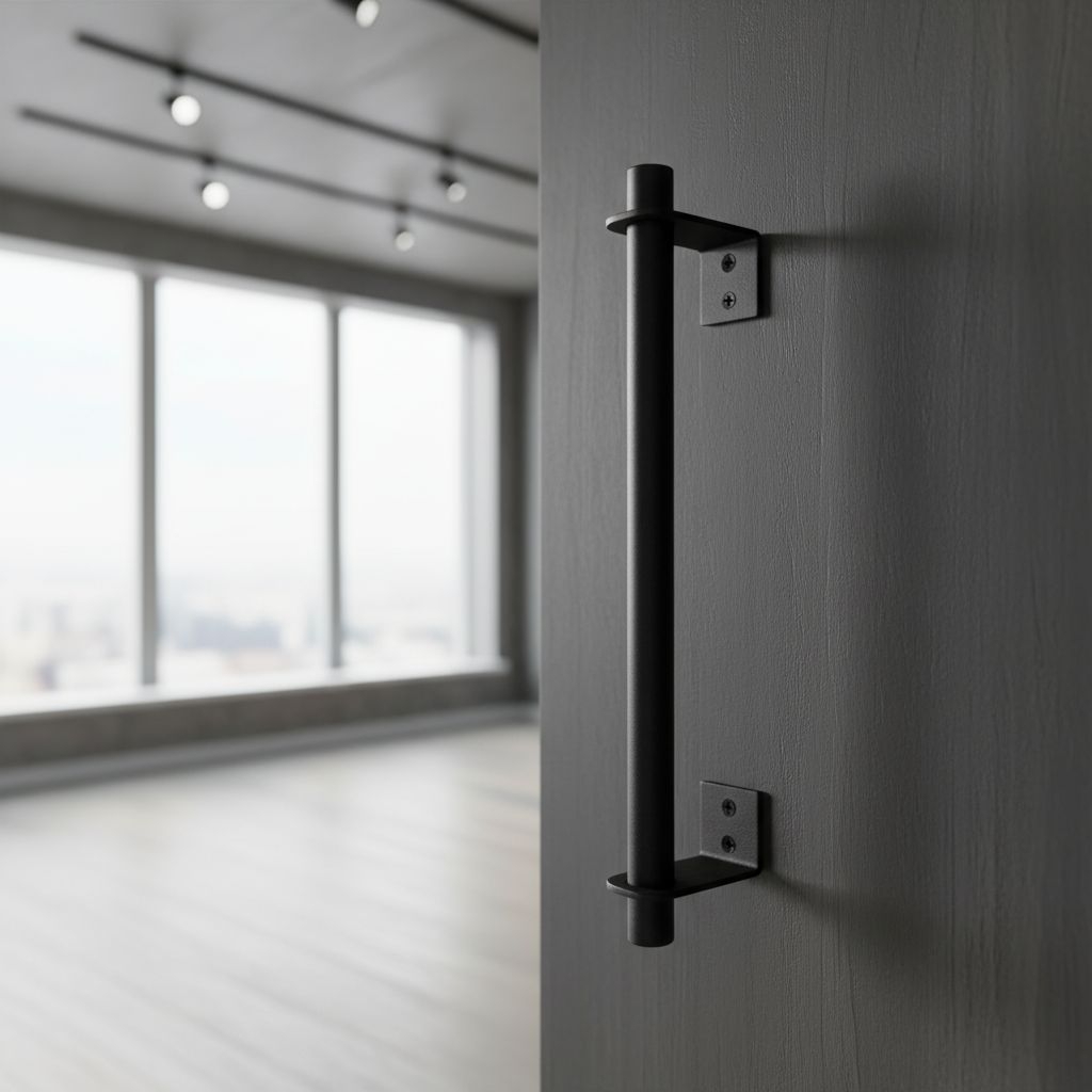Handle Pintu Kayu Minimalis Industrial Powder Coat Black Sand  – Tarikan Pintu Besi Solid Modern