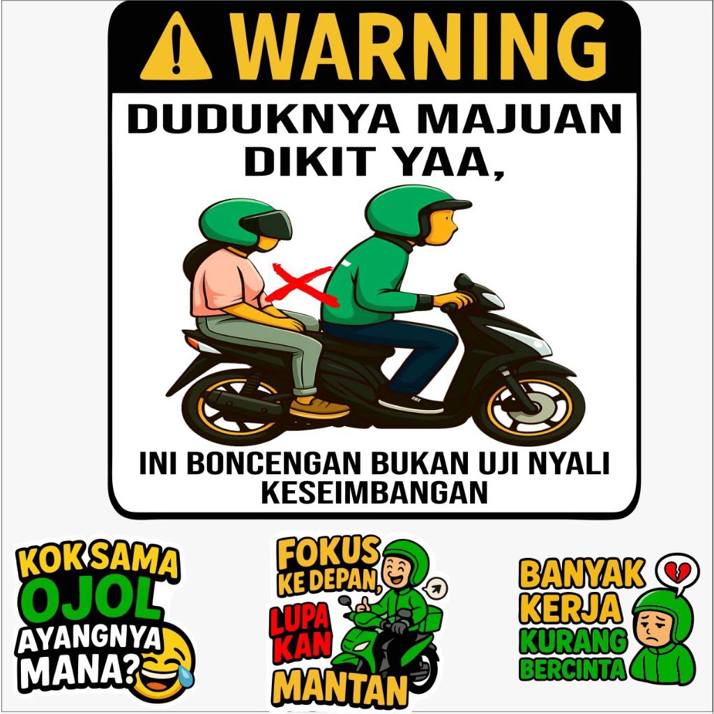 STIKER OJOL LUCU UNIK TAHAN AIR OJOL HIJAU DAN OJOL KUNING VERSI 2