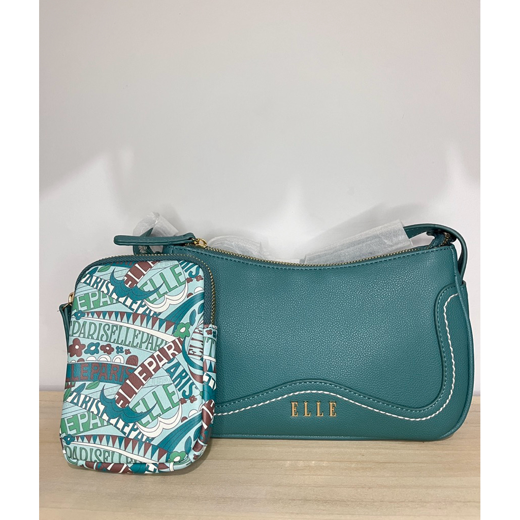 Tas sling bag ELLE original 100% color turquoise