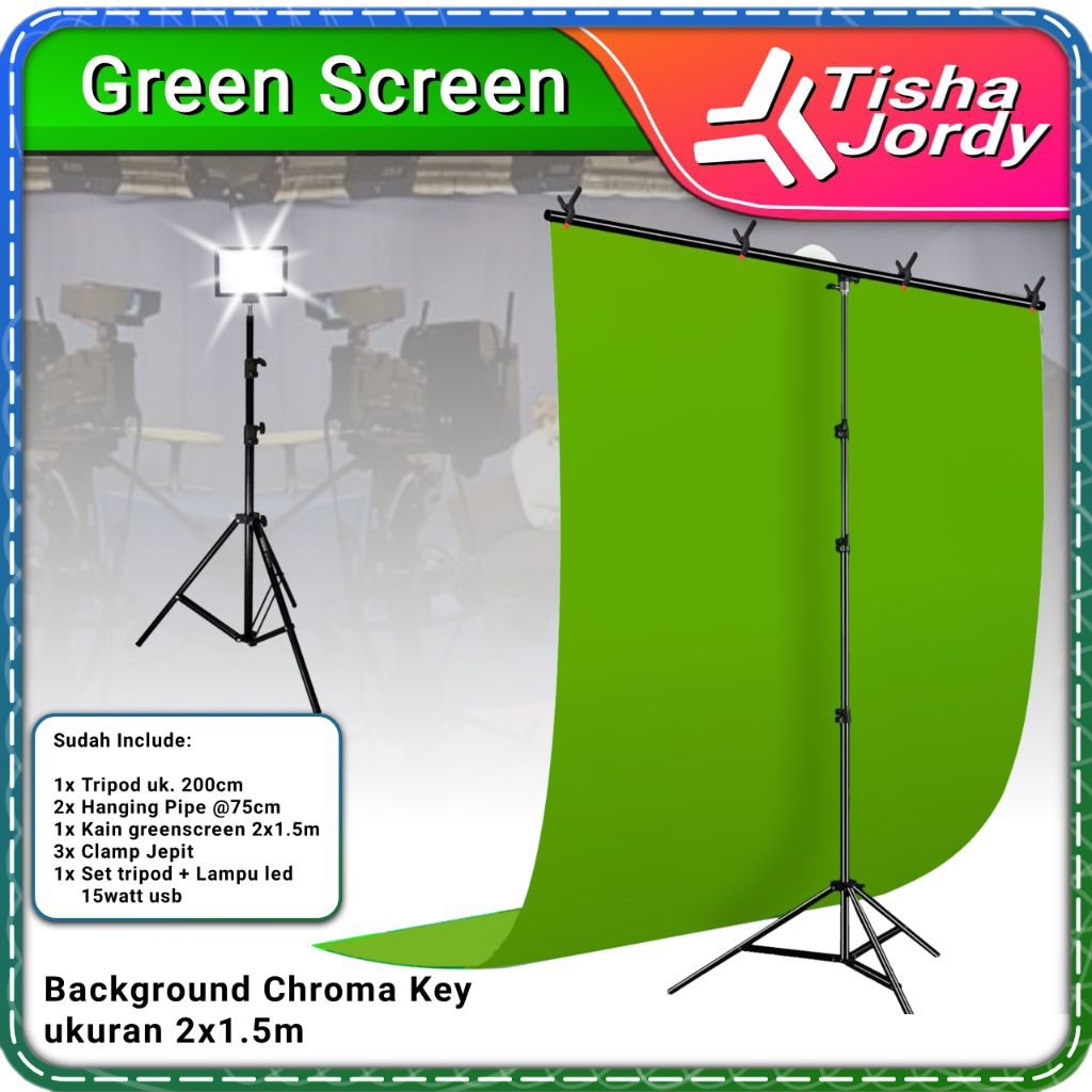 Paket Green screen chromakey background studio fotografi live
