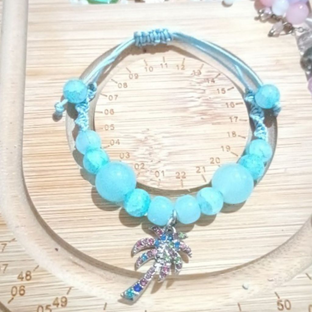 Gelang Serut Manik Kaca Manik Giok Beads Bambu Liontin