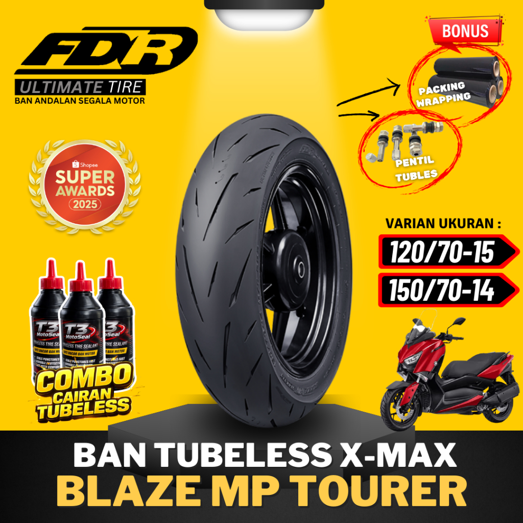 [PAKET SEPASANG MURAH] BAN FDR TUBELESS BLAZE MP TOURER RING 14 15 / BAN LUAR BLAZE MP TOURER ( 120/