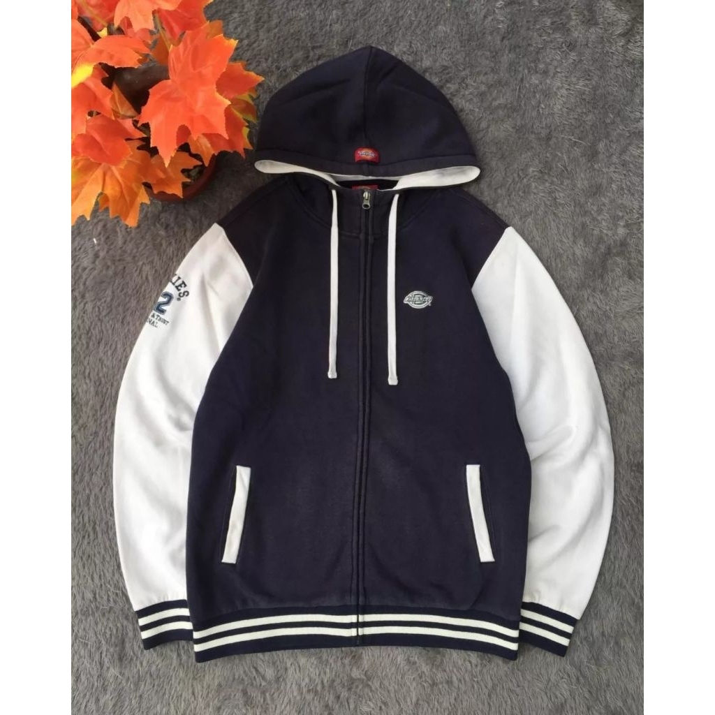 Link Cekout Zipper Hoodie Varsity Dc Bordir Biru Putih Original.