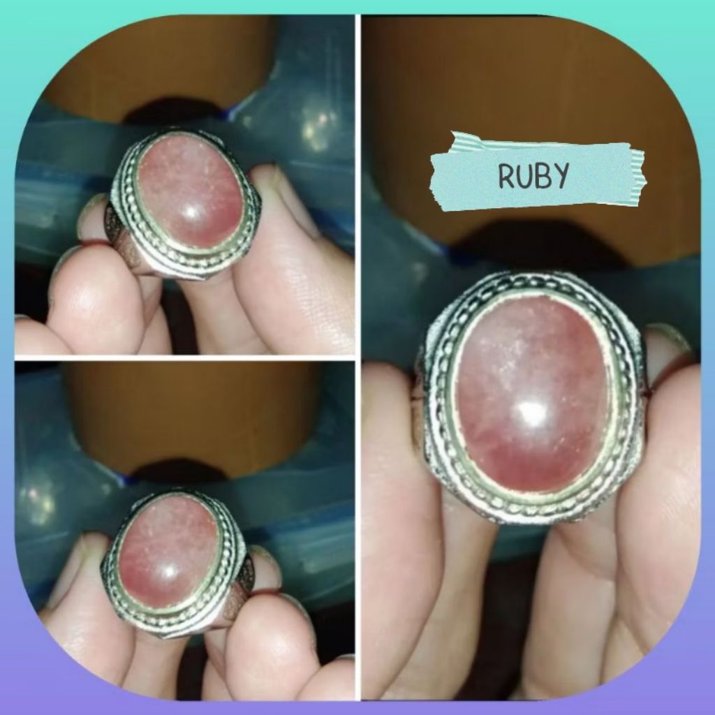 Cincin Permata Ruby Asli Natural Gemstone