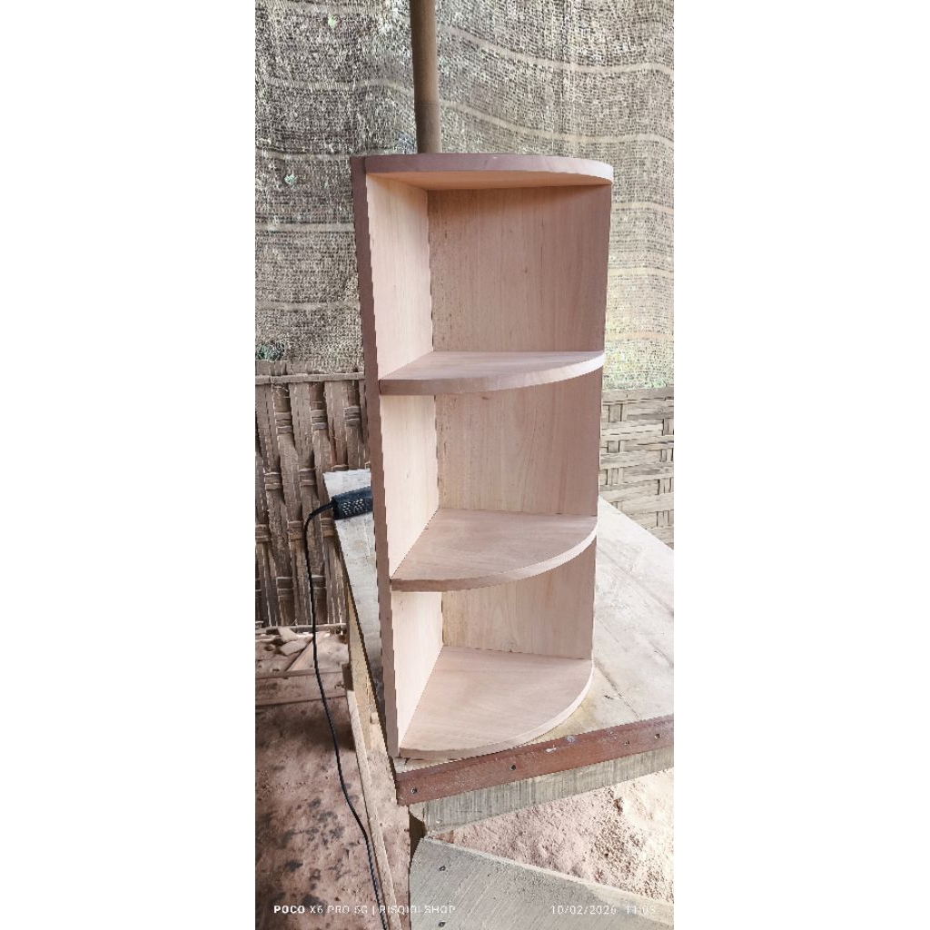 rak sudut meja estetik asli kayu tinggi 60cm lebar 25cm  full kayu bukan triplek