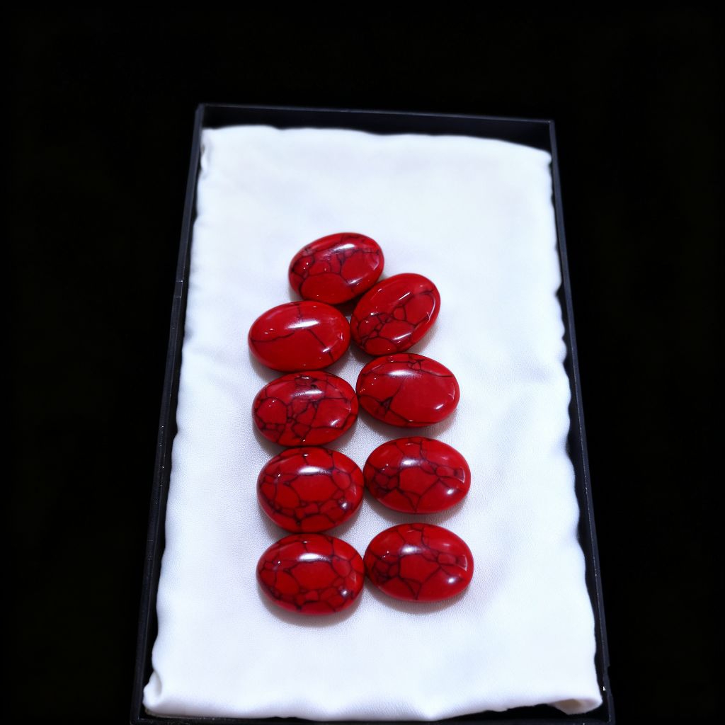 Batu Akik Pirus Merah Mesir Urat Hitam 18x13mm Terbaru