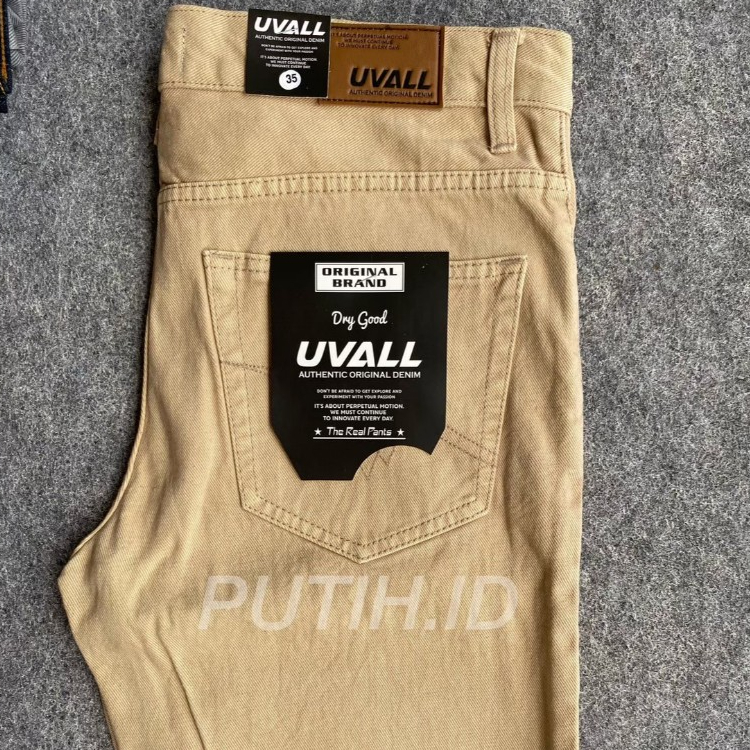 UVALL Celana Jeans Pria Standar Regular Straight Denim Athletic Boho Korean Retro