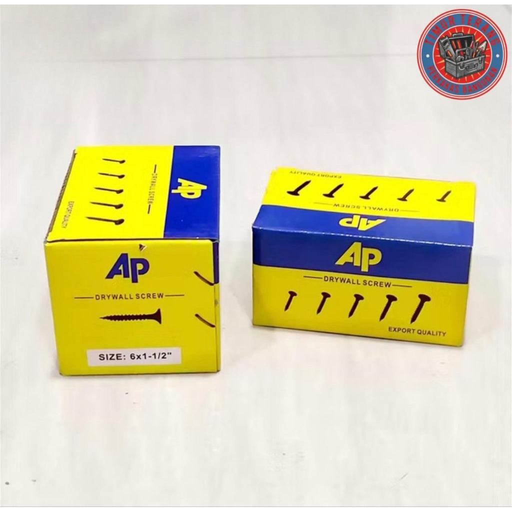 Sekrup Kayu Skrup Gypsum Skrup Baja Merk AP Drywall Skrup Skrup Hitam Tajam Kuat Anti Patah