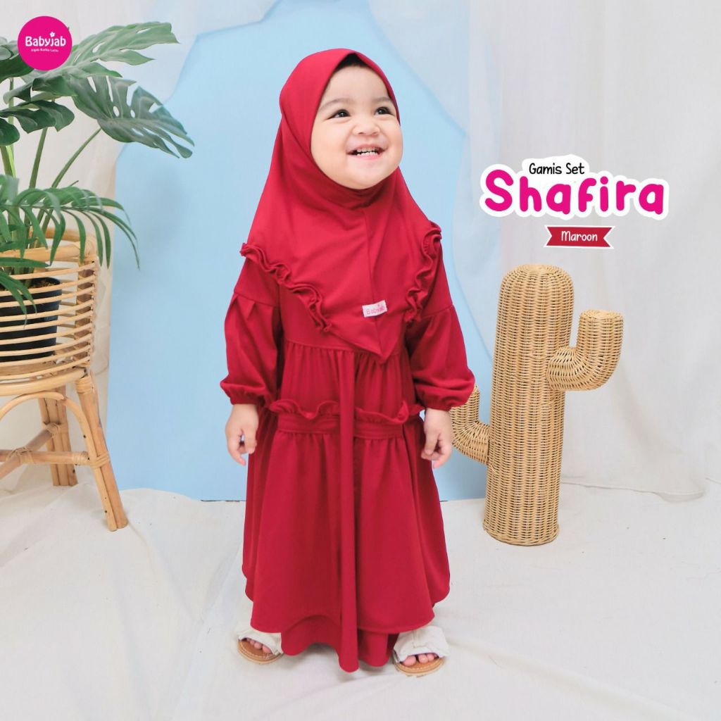 Babyjab Gamis Set HIJAB Shafira Bahan Jersey premium Anak USIA 3-4 TAHUN Balita Baby