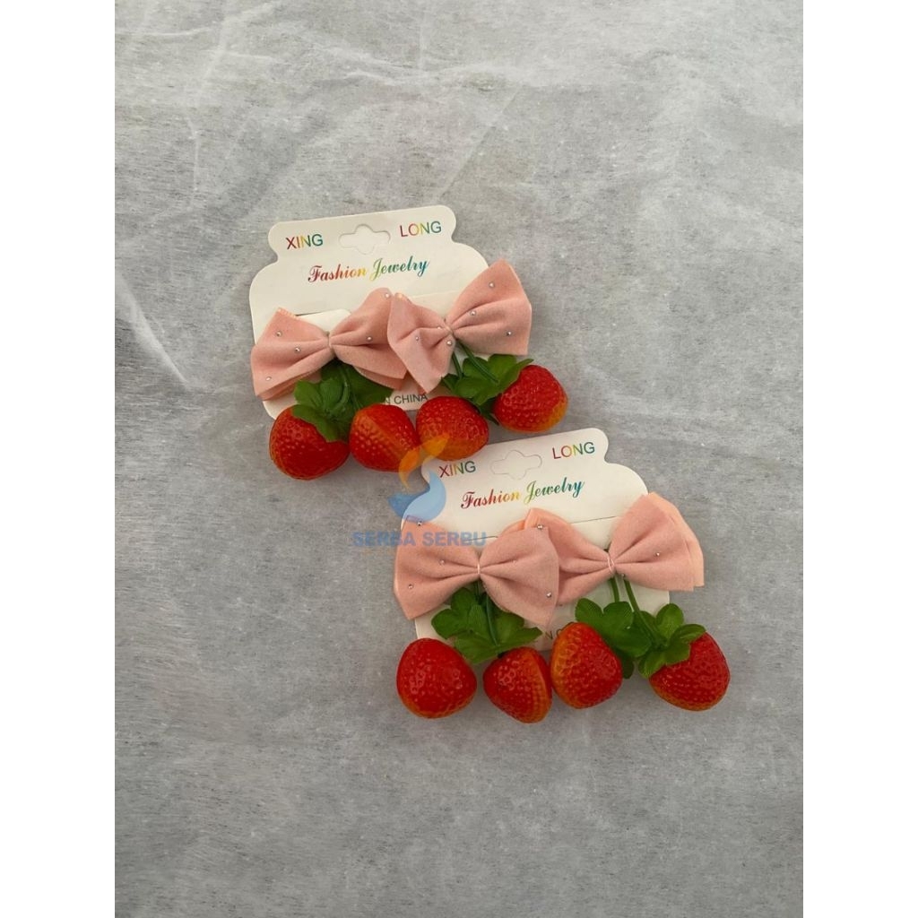 jepitan strawberry| jepit pita | jepitan rambut motif buah | jepitan anak-anak | jepitan rambut anak