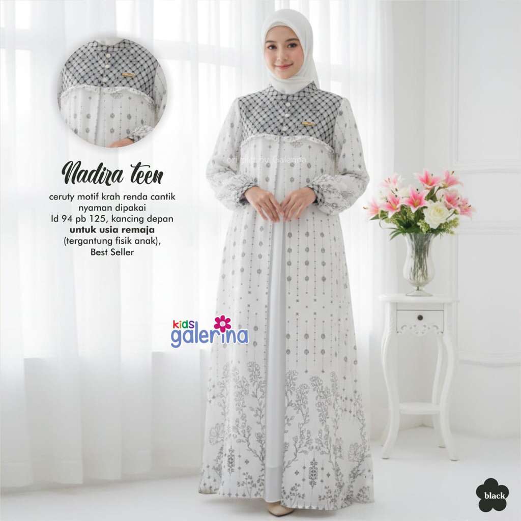 NADIRA TEEN KIDS GAMIS ANAK USIA TANGGUNG WARNA PUTIH CANTIK TREND LEBARAN 2026