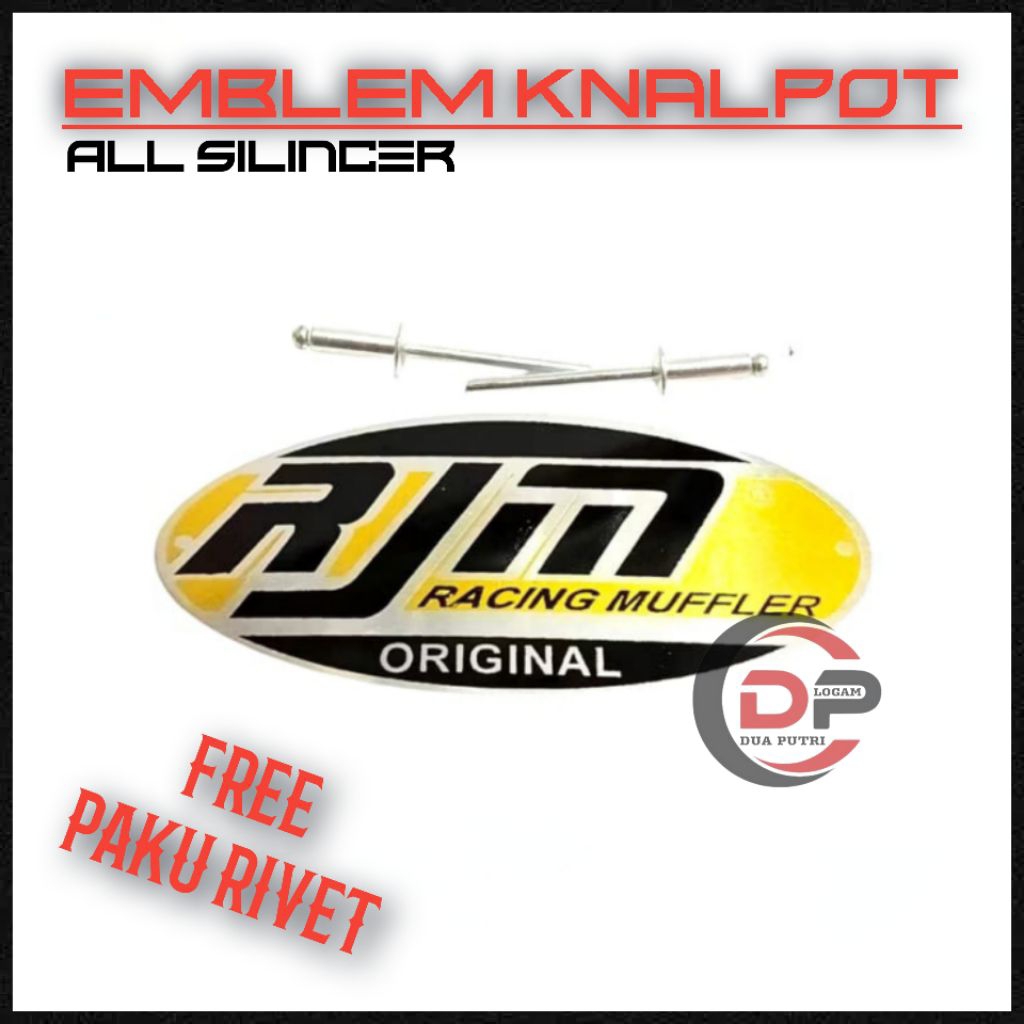 EMBLEM KNALPOT ALL SILINCER RJM RACING , AKSESORIS KNALPOT MOTOR