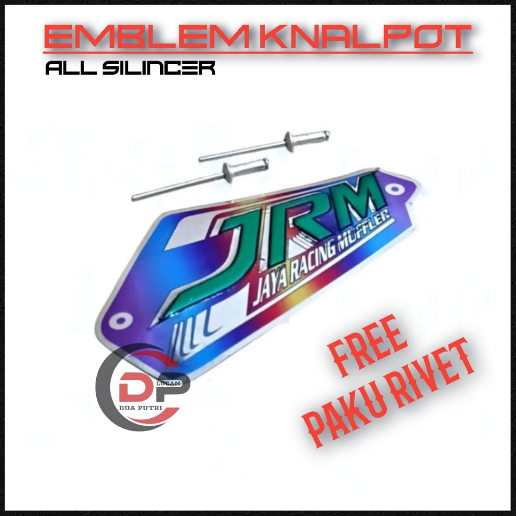 EMBLEM KNALPOT ALL SILINCER NEW RJM RACING , AKSESORIS KNALPOT MOTOR