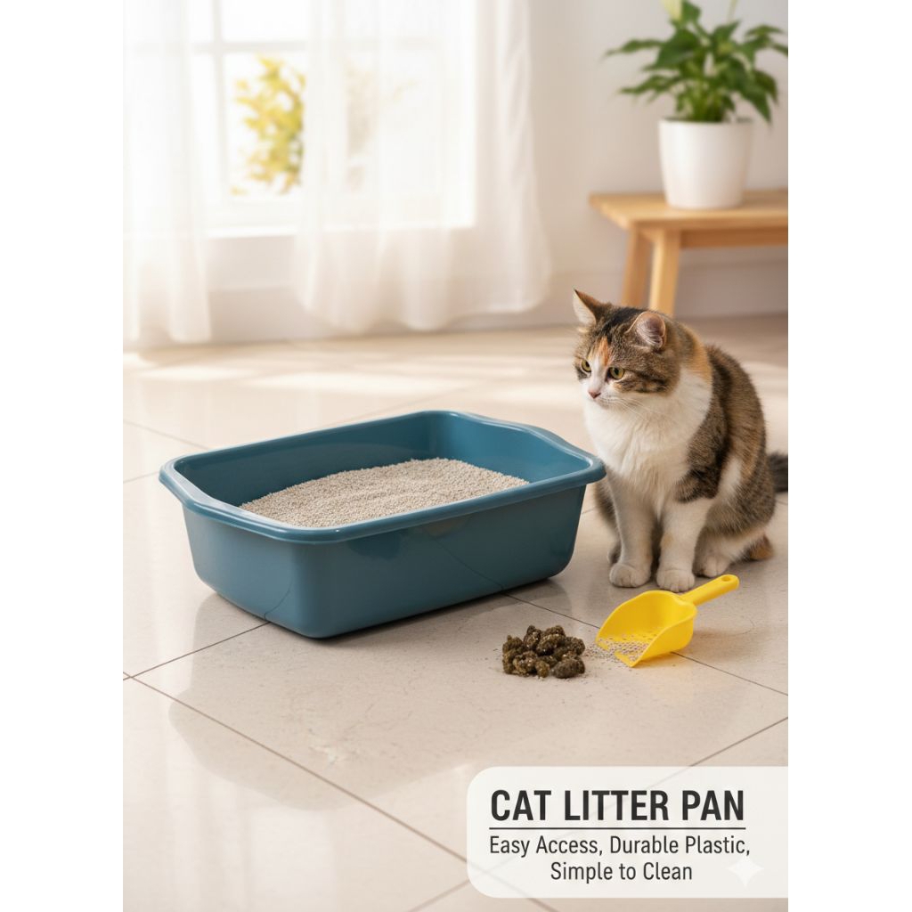Bak Pasir Kucing Plastik Kotak Tahan Lama dan Praktis Ukuran M