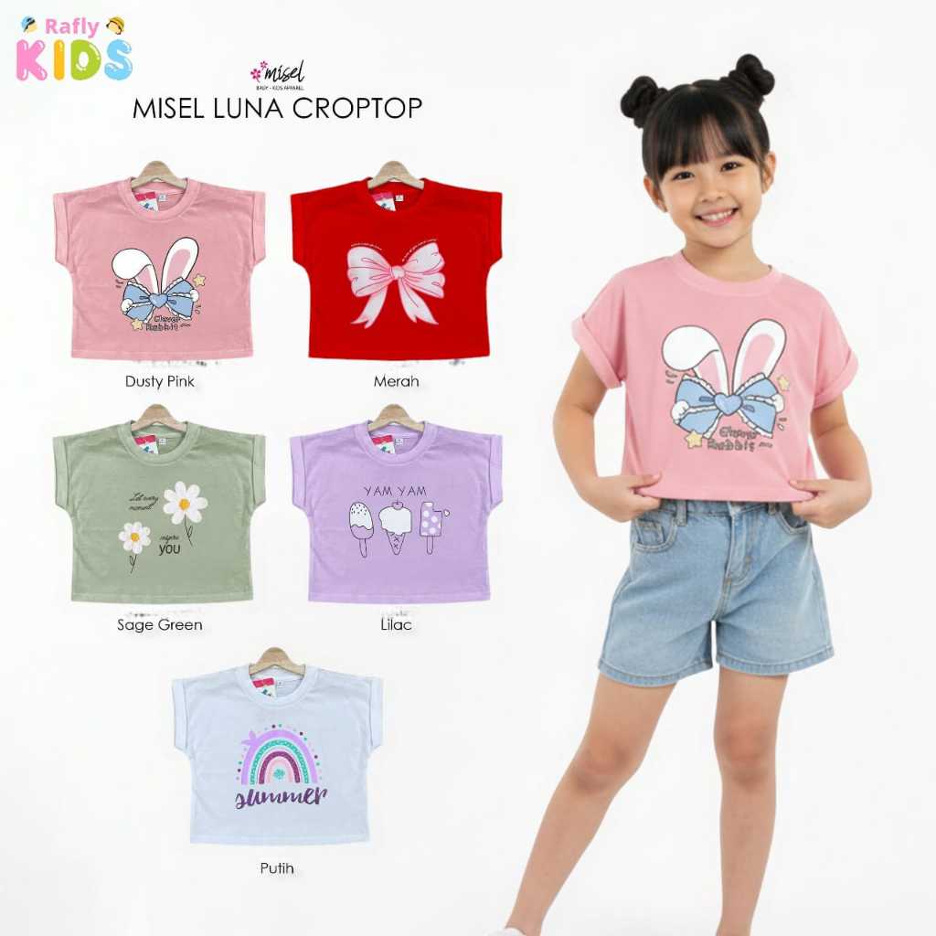 Rafly Kids Kaos Crop Top Anak Perempuan Usia 1-7 Tahun