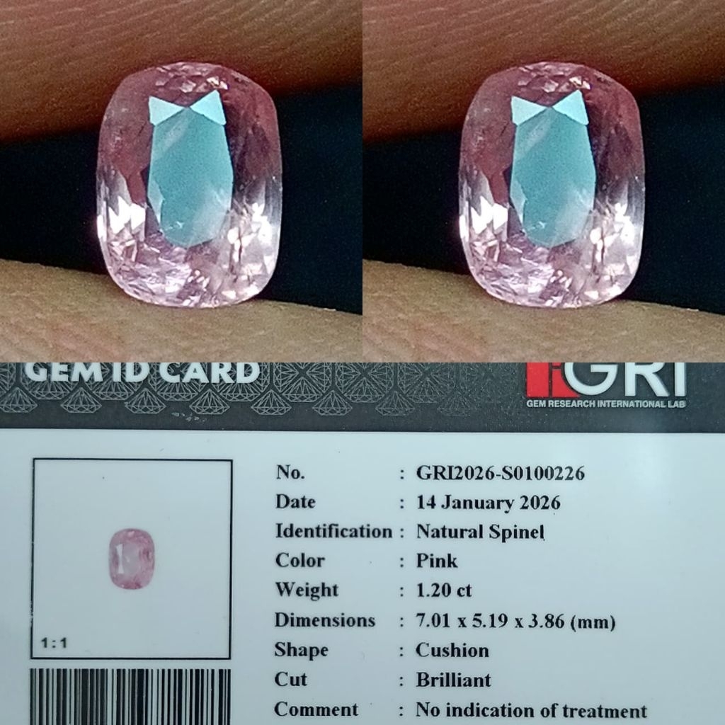 natural spinel pink good luster no treated memo GRI