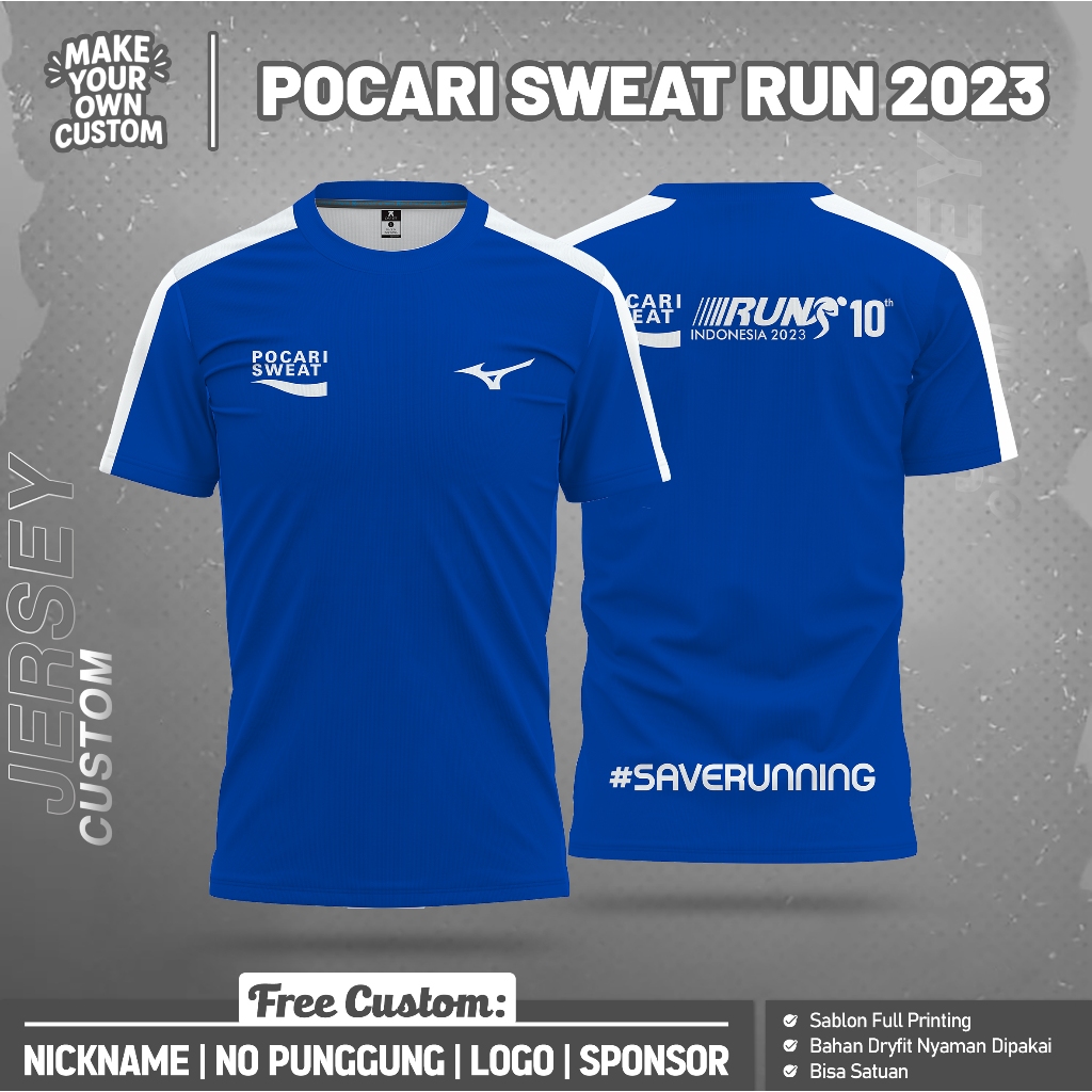 JERSEY Baju Jersey Running POCARI SWEAT RUN 2023 Custom Dryfit Milano Premium Anak Dewasa Free Custo